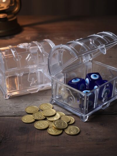 קופסת תיבת אוצר מפלסטיק 4x7x5 ס״מ - 12 יחידות
